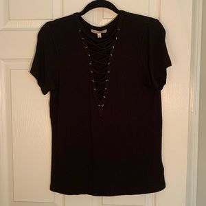Black Express Lace Up Tee